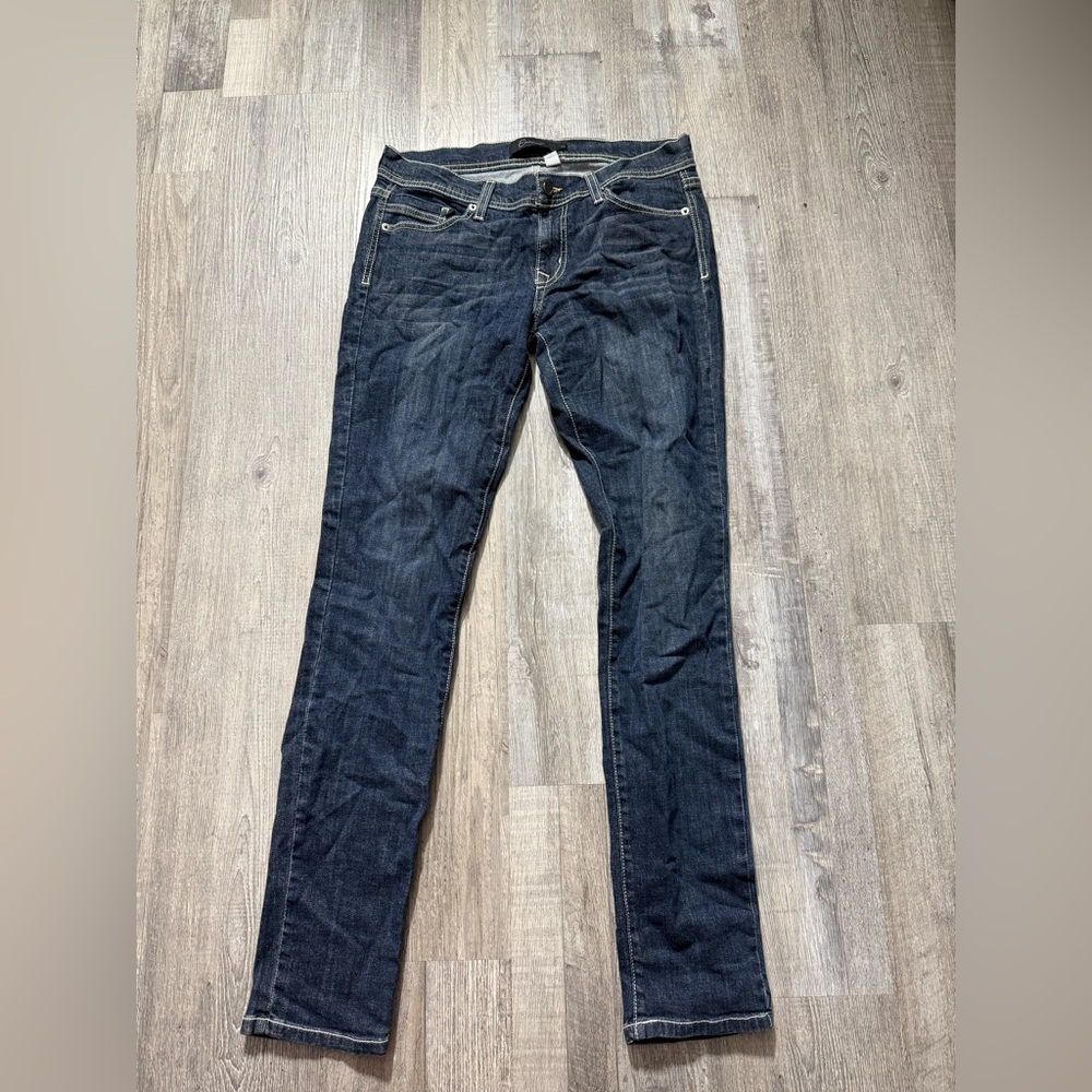 Eunina Blue Skinny Jeans with Faded Denim  vintage Look denim